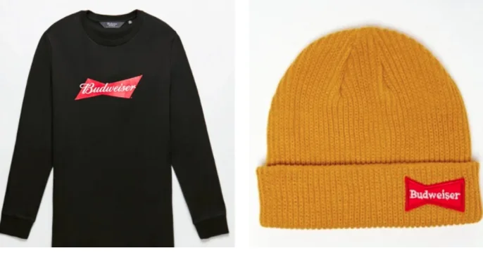 a shirt and beanie with the budweiser logo on it