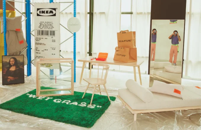 the set of an Off-White Ikea collaboration photoshoot